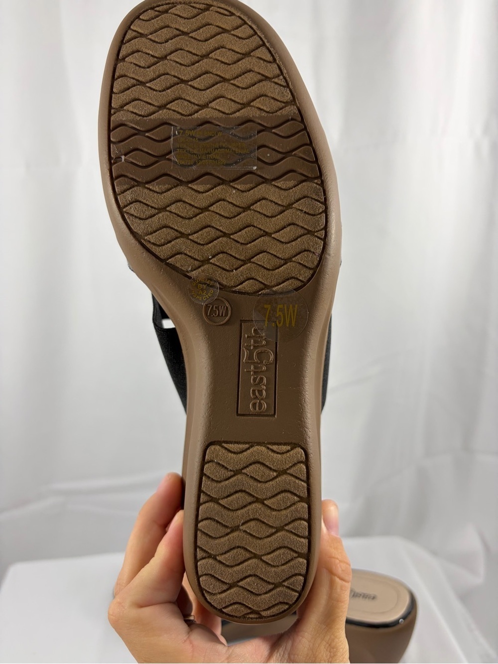 NWT East 5th Women's Size 7.5W Black Wedge Slide Sandals - Picture 5 of 7